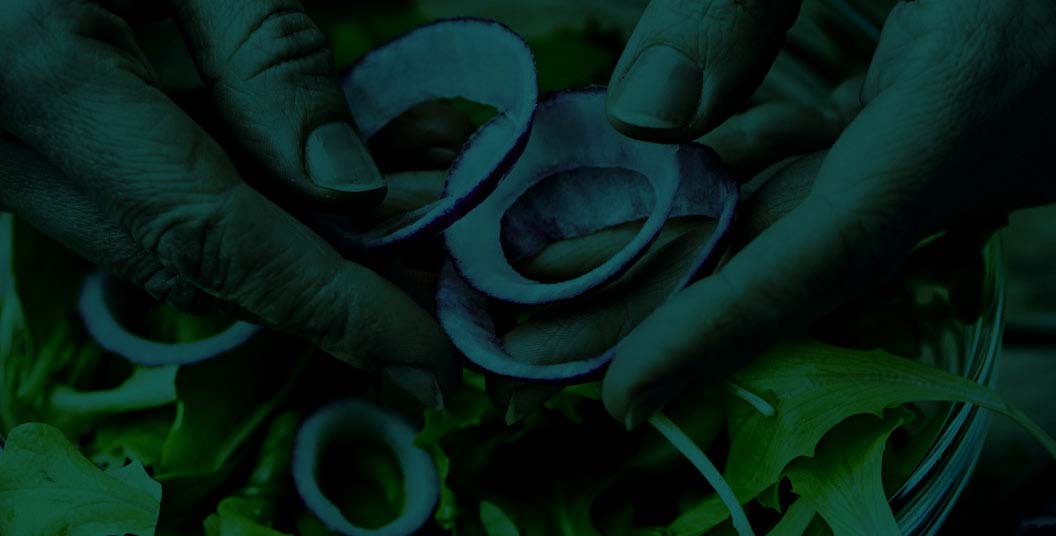 Hands Preparing Salad with Overlay