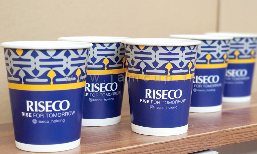 چاپ لیوان کاغذی با کیو آر کد اختصاصی برای شرکت رایزکو